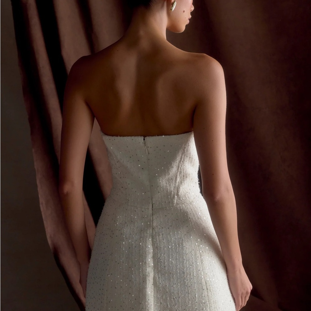 Meshki White Beaded Strapless Mini Dress - Picture 2 of 4